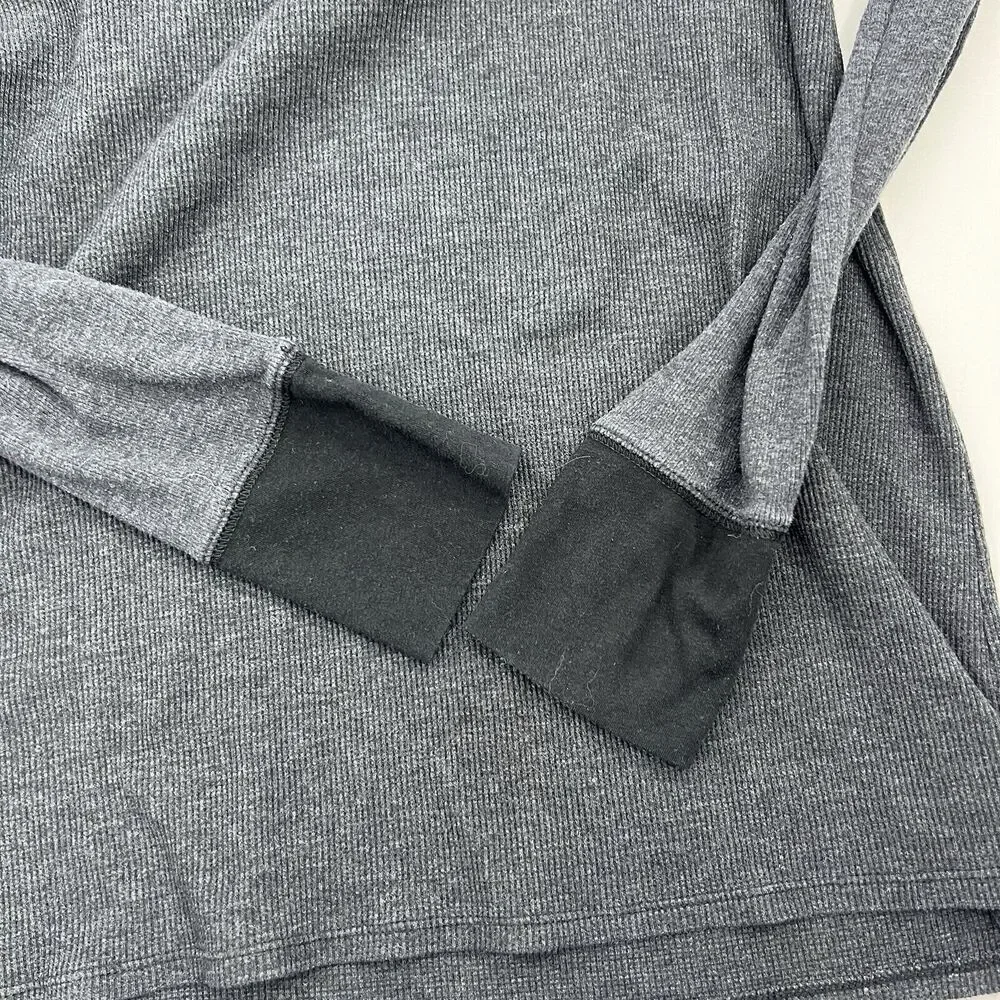 Eddie Bauer Thermal Cowl Neck Shirt Womens Large Gray Long Sleeve Waffle Knit - Picture 4 of 10